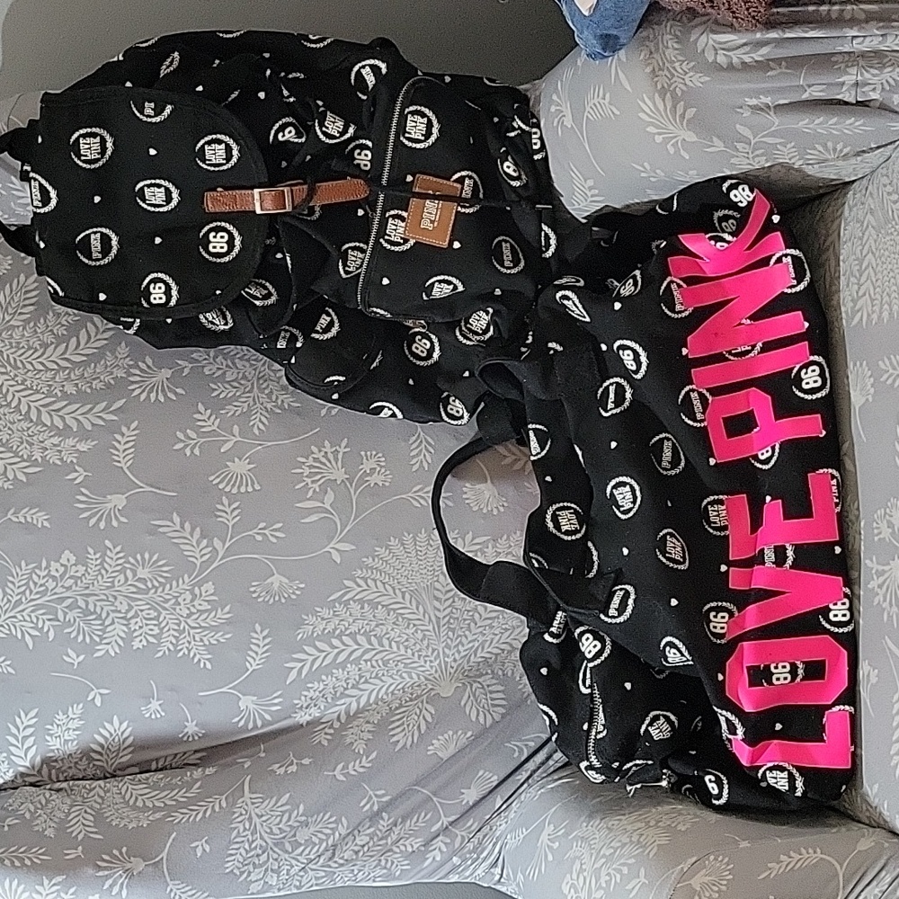 VS Vintage Pink Logo Duffle & Backpack